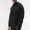 Linen Days Düğmeli Kapüşonlu Kapüşonlu Sweatshirt - Siyah