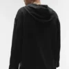 Linen Days Düğmeli Kapüşonlu Kapüşonlu Sweatshirt - Siyah