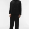 Linen Days Düğmeli Kapüşonlu Kapüşonlu Sweatshirt - Siyah