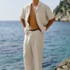 Linen Days Düz Paça Pantolon - Kemik Rengi