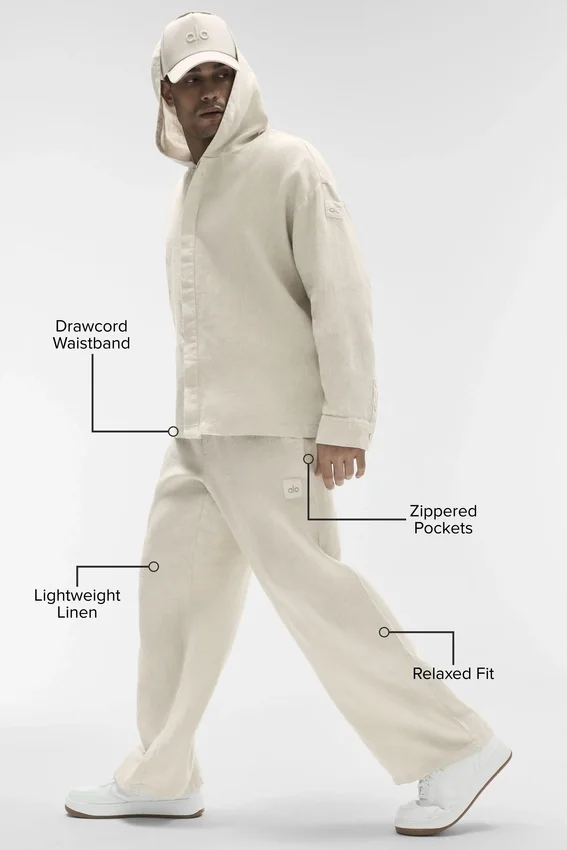 Linen Days Düz Paça Pantolon - Kemik Rengi