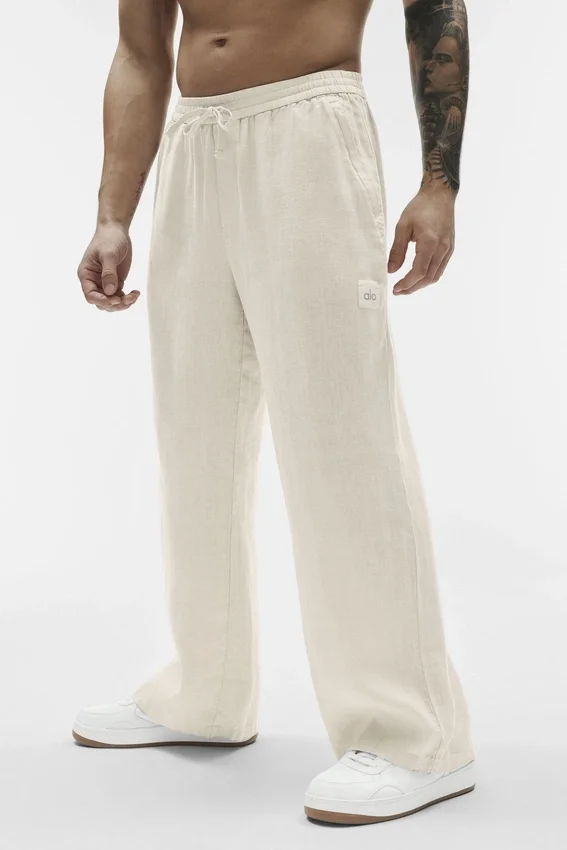 Linen Days Düz Paça Pantolon - Kemik Rengi