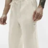 Linen Days Düz Paça Pantolon - Kemik Rengi