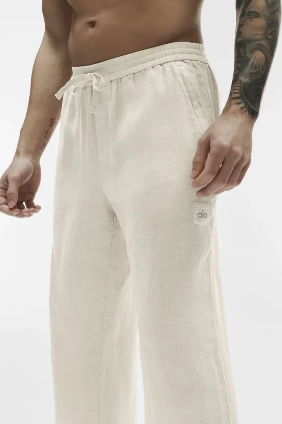 Linen Days Düz Paça Pantolon - Kemik Rengi