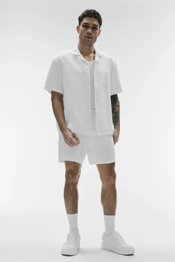Linen Days Kısa Kollu Düğmeli Gömlek - Beyaz