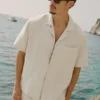 Linen Days Kısa Kollu Düğmeli Gömlek - Kemik Rengi