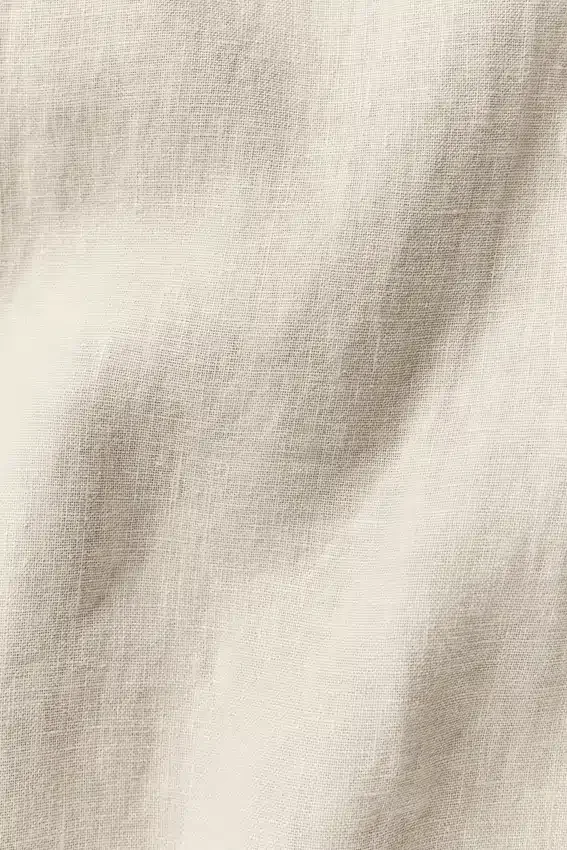 Linen Days Kısa Kollu Düğmeli Gömlek - Kemik Rengi