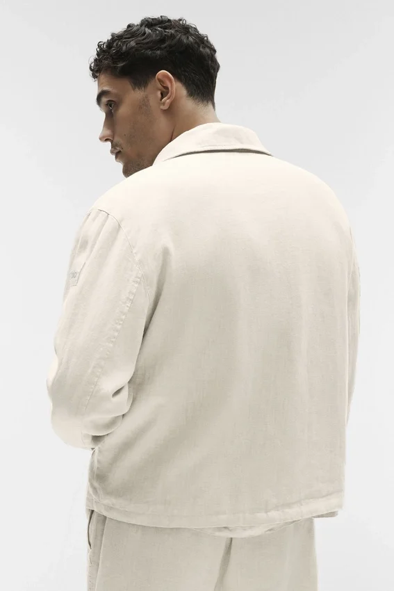Linen Days Tam Fermuarlı Ceket - Kemik Rengi