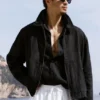 Linen Days Tam Fermuarlı Ceket - Siyah