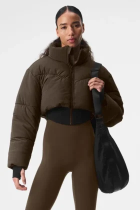 Main Act Korsajlı Puffer Ceket - Espresso/Siyah
