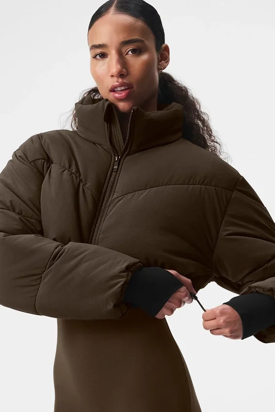 Main Act Korsajlı Puffer Ceket - Espresso/Siyah