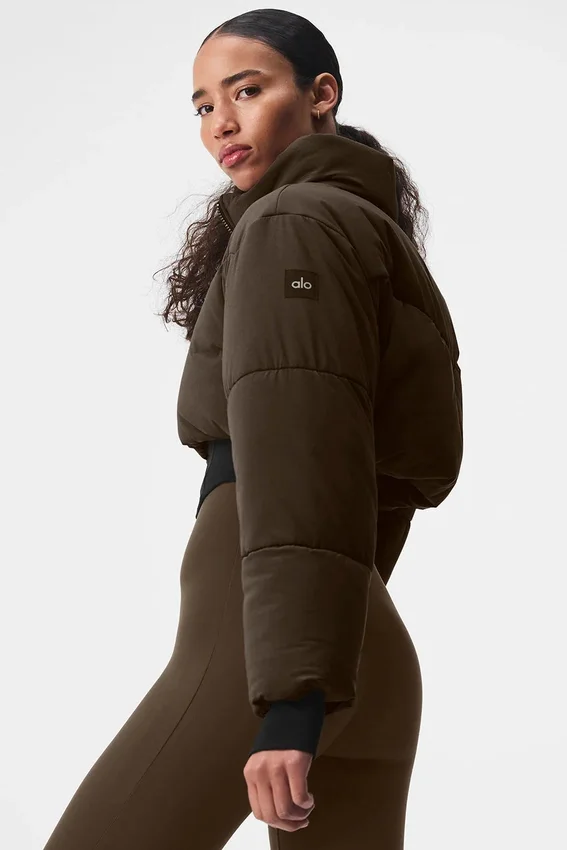 Main Act Korsajlı Puffer Ceket - Espresso/Siyah