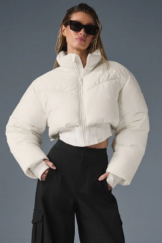 Main Act Korsajlı Puffer Ceket - Fildişi/Fildişi