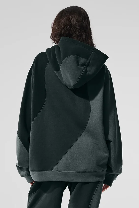 Make Waves Kapüşonlu Sweatshirt - Kömür Yeşili Tonlu