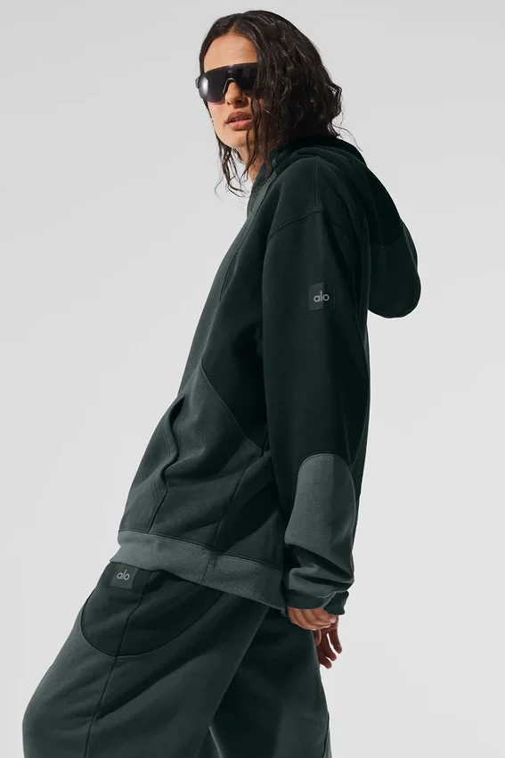Make Waves Kapüşonlu Sweatshirt - Kömür Yeşili Tonlu
