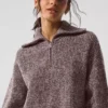 Marl Kazak 1/4 Fermuarlı Pullover - Mantar Rengi Marl