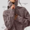 Marl Kazak 1/4 Fermuarlı Pullover - Mantar Rengi Marl