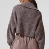 Marl Kazak 1/4 Fermuarlı Pullover - Mantar Rengi Marl