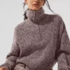 Marl Kazak 1/4 Fermuarlı Pullover - Mantar Rengi Marl