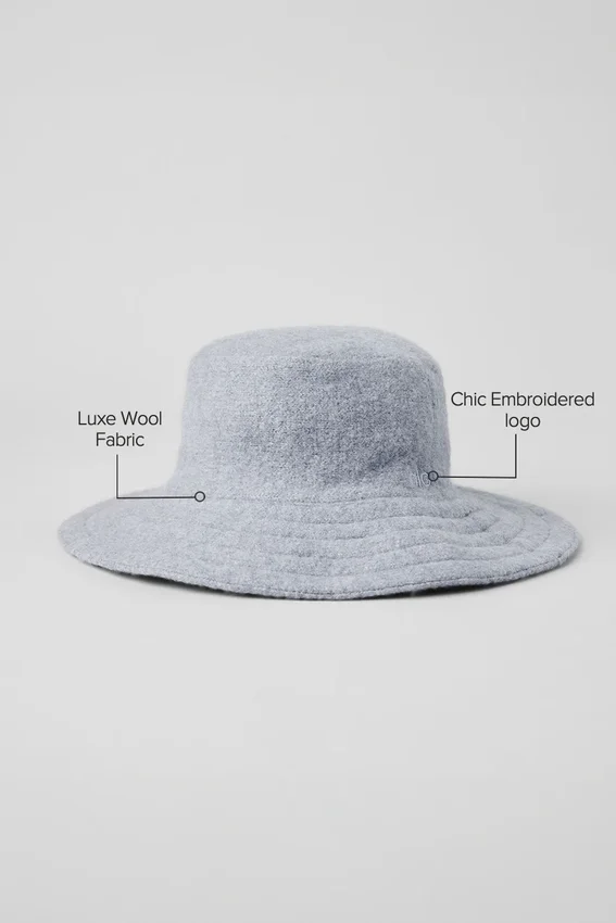 Merinos Yünü Kova Şapka - Puslu Melanj Gri