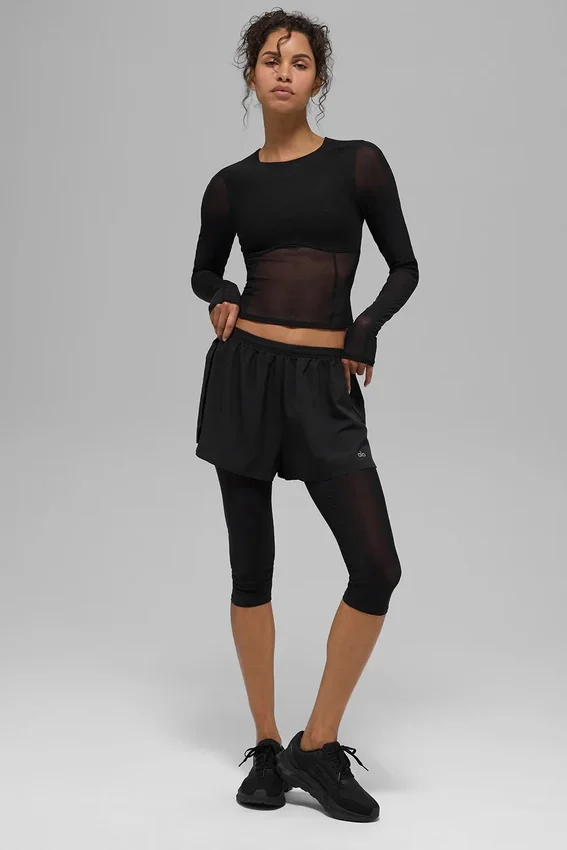 Mesh Front Runner 2'si 1 Arada Şort - Siyah