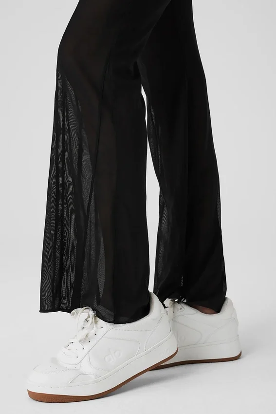 Mesh High-Waist Flicker Pantolon - Siyah