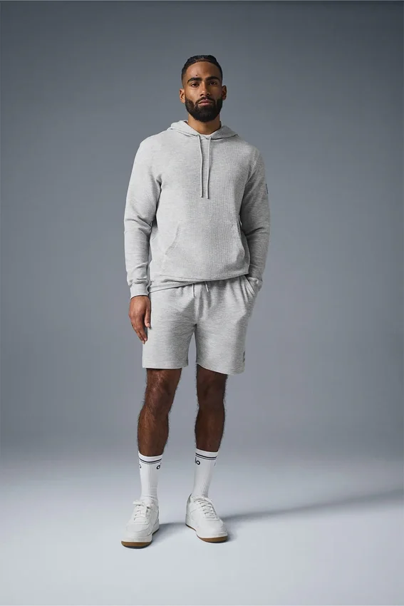 Micro Waffle Fast Break Kapüşonlu Sweatshirt - Atletik Melanj Gri