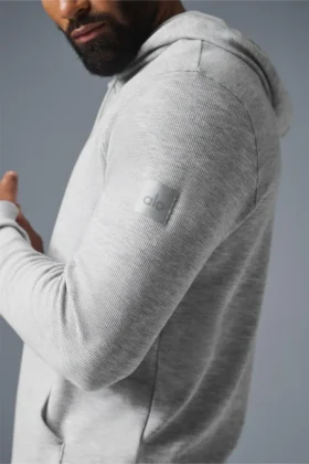 Micro Waffle Fast Break Kapüşonlu Sweatshirt – Atletik Melanj Gri