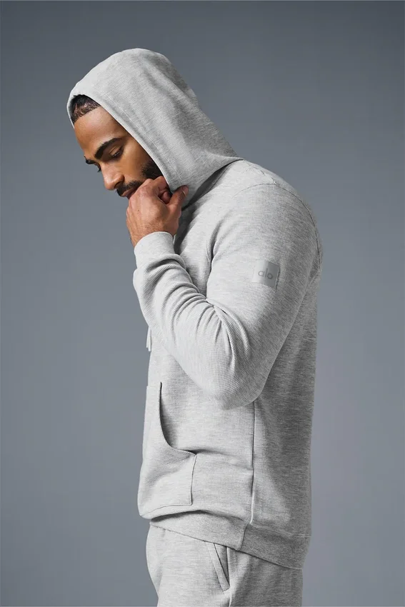 Micro Waffle Fast Break Kapüşonlu Sweatshirt - Atletik Melanj Gri