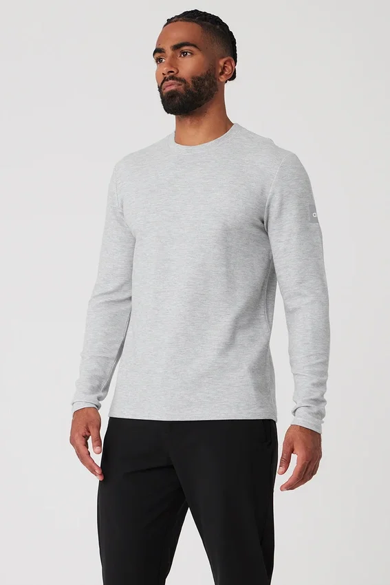 Micro Waffle Fast Break Uzun Kollu Tişört - Atletik Melanj Gri