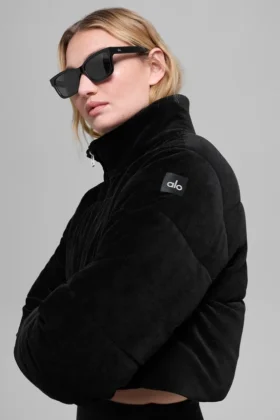 Mikro Kadife Dreamy Puffer - Siyah