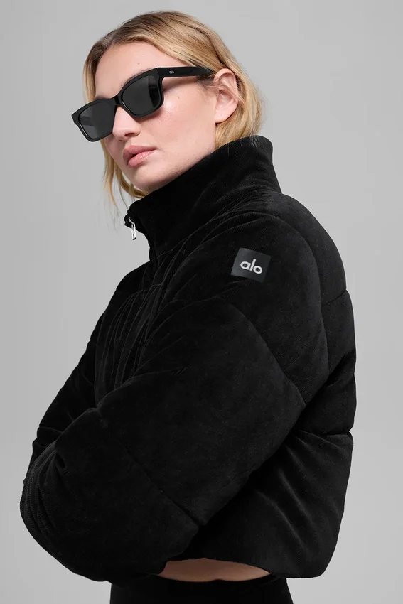 Mikro Kadife Dreamy Puffer - Siyah