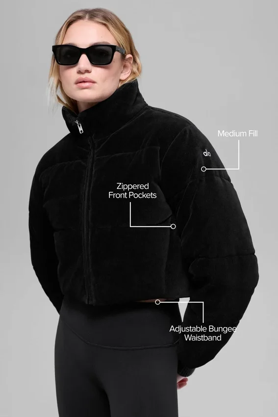 Mikro Kadife Dreamy Puffer - Siyah