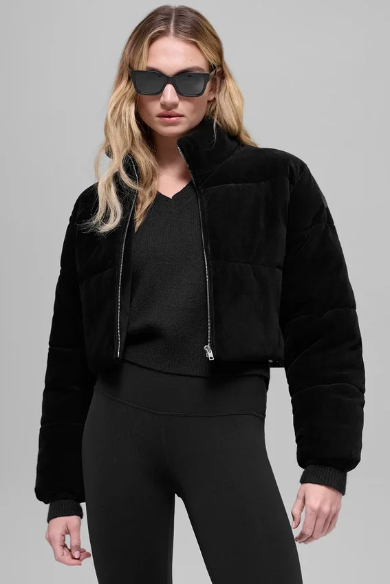 Mikro Kadife Dreamy Puffer - Siyah