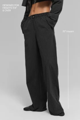 İnce Çizgili Daylight Boxer Pantolon (Uzun) – Siyah/Titanyum