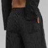 İnce Çizgili Daylight Boxer Pantolon (Uzun) - Siyah/Titanyum