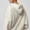 İnce Çizgili Kapüşonlu Sweatshirt - Kemik Rengi İnce Çizgili