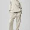 İnce Çizgili Kapüşonlu Sweatshirt - Kemik Rengi İnce Çizgili