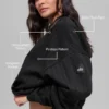 İnce Çizgili Kapüşonlu Sweatshirt - Siyah İnce Çizgili