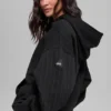 İnce Çizgili Kapüşonlu Sweatshirt - Siyah İnce Çizgili