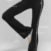 Nervürlü Kazak Örgü Highline Geniş Paça Pantolon - Siyah/Beyaz