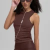 Noktalı Desenli Tank Top - Brownstone