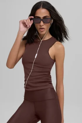 Noktalı Desenli Tank Top - Brownstone