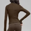 Noktalı Mesmerize Mock Neck Uzun Kollu - Espresso