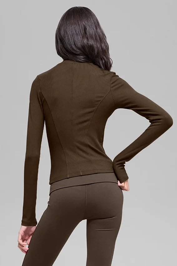 Noktalı Mesmerize Mock Neck Uzun Kollu - Espresso