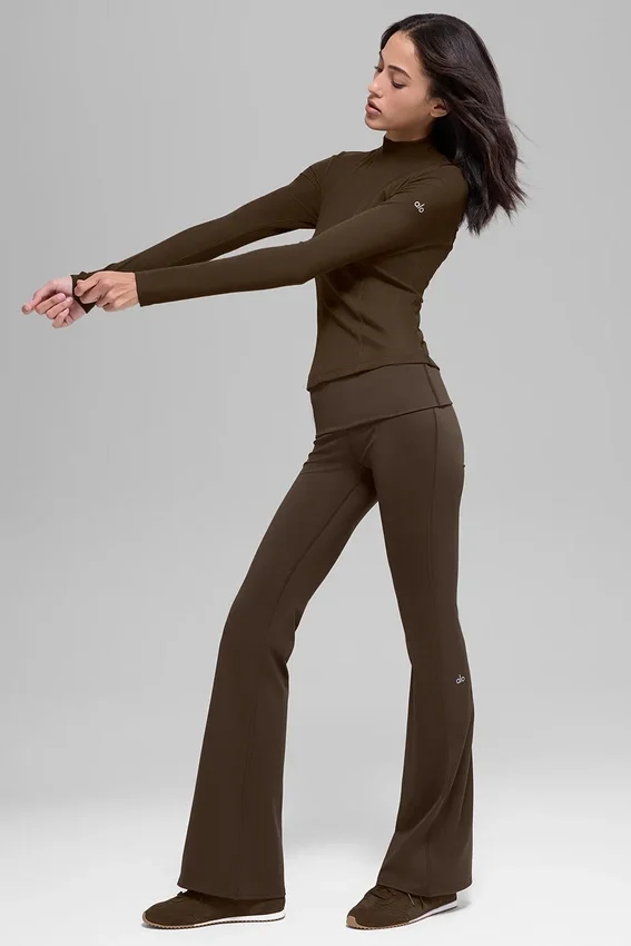 Noktalı Mesmerize Mock Neck Uzun Kollu - Espresso