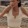 Noktalı Modal Henley Atlet - Yulaf Rengi Melanj