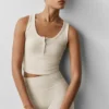 Noktalı Modal Henley Atlet - Yulaf Rengi Melanj