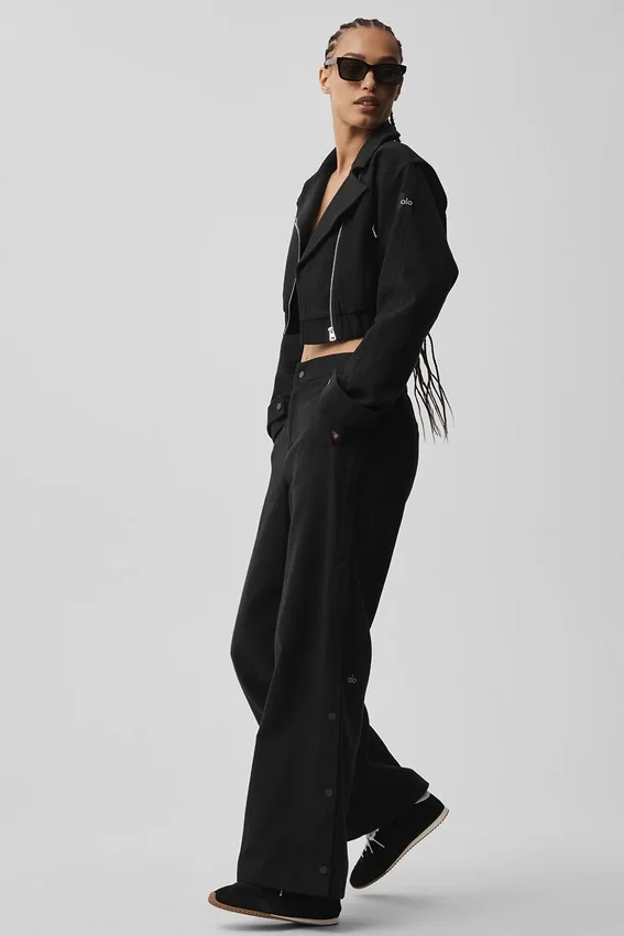 Orta Bel Cosmopolitan Çıtçıtlı Pantolon - Siyah