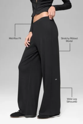 Orta Bel Dreamlight Düz Pantolon – Siyah